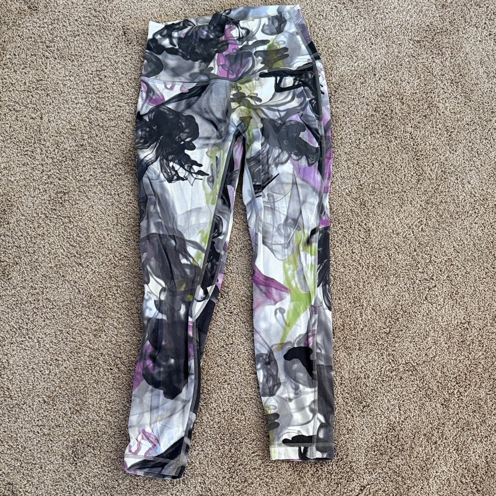 Lululemon Athletica Abstract Print Leggings - Black, Gray, Purple